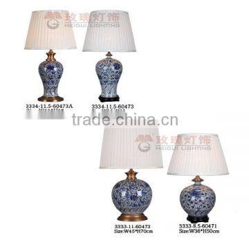 lamp family with porcelain and fabric shade