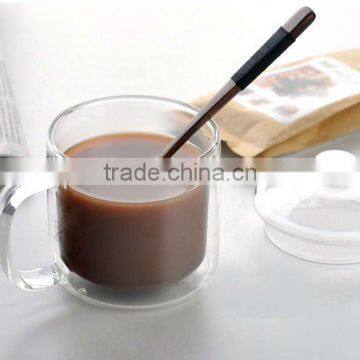 Chinese unique environmental bulk drinking glass tea cup with handle,tray,logo