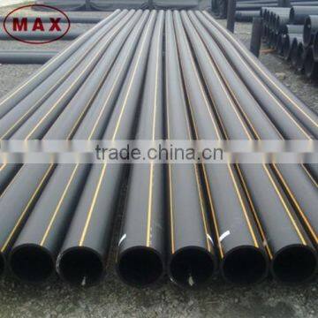 Black color polyethylene underground gas pipe with yellow strip