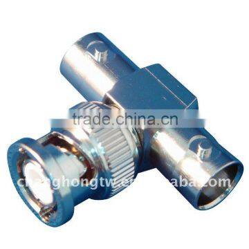 T Type BNC Plug to Double BNC Jack, adaptor