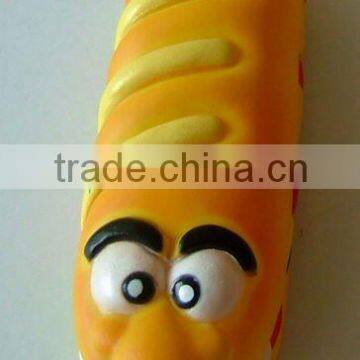 long bread with comic face --promotion gift,pet toy ,dog toy,vinyl toy