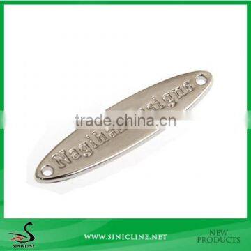 Sinicline OEM Silver Oval Garment Metal Label with Two Holes