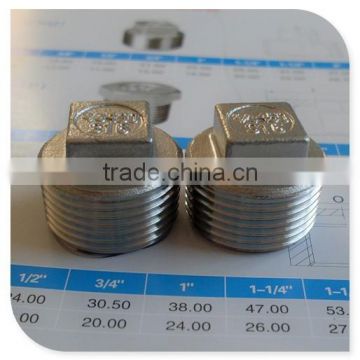 3/4" npt thread square plug stainless steel 316