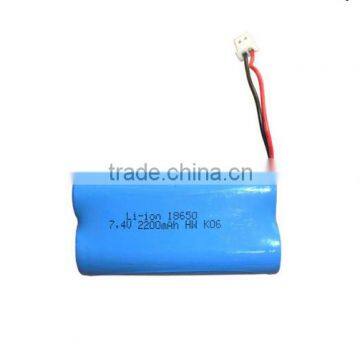 icr18650 2s1p 7.4v 2200mah li ion battery pack /7.4 volt lithium ion battery