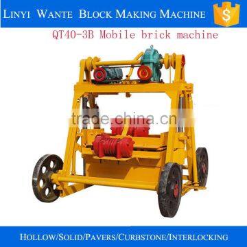 2016 new technology QT40-3B mobile cement egg laying hollow bricks machine from Linyi wante Machinery