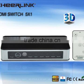 hot sell 5x1 HDMI Switch / 5 port / 1080P/ black -EU/UK/US/IN plug