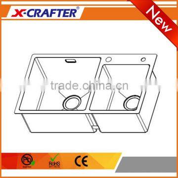 Universal Kitchen 4mm Thickness Board Rectangular Double Bowl Sink With SUS 304 photo-3