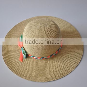 Fashion design customized plain color straw fedora hat for lady