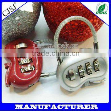 Kidney Shaped Medical code safe luggage and suitcase wire padlock