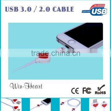 New arrival cool Micro USB Cable for Smartphone red heart molded