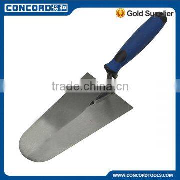 190mm Bricklaying trowel with soft grip, carbon steel blade with S tange