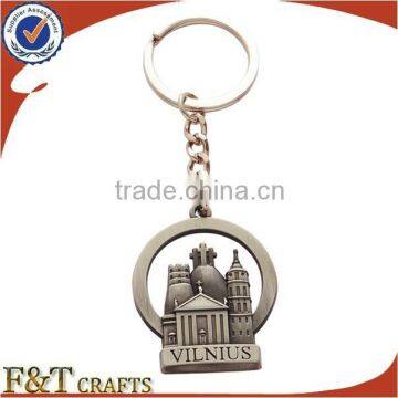 high relief 3D antique metal palace shaped souvenir keychain for souvenir