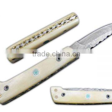 Damascus Steel Folding Knife DD-11-2524B