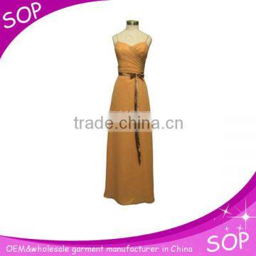 Sexy pleated golden brown latest evening dress