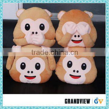 Wholesale Hot Sale 30*35cm Cute Plush Monkey Emoji Pillow For Car & Sofa