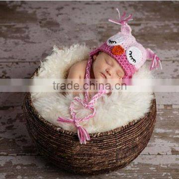 Sleepy owl Baby Hat Pink / Light Pink