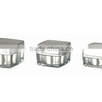 silver square acrylic container for cosmetic cream