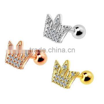 Crown CZ Ear Cuff Cartilage Helix Tragus Earring