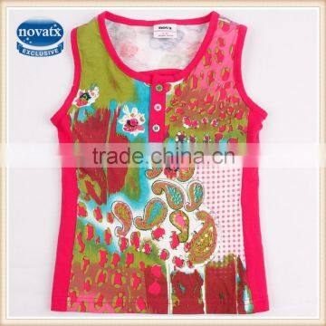 (N2653) 4-8Y Nova kids cool design bead vest girls summer wear children vest top