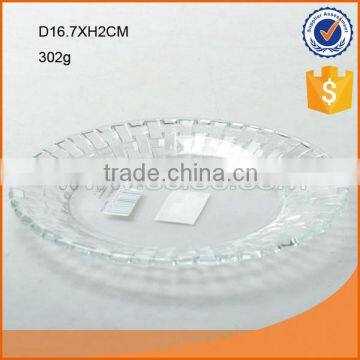 whole sale D16.7cm clear round glass dish set with embossing