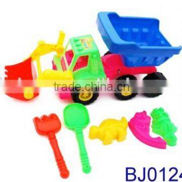 Good quality plastic toy children sand beach toy truck with shovel and molds