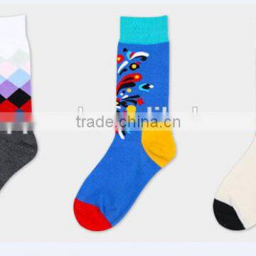 Custom design mens happy crew socks crew dress socks