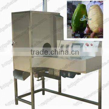 Fruit peeling machine with compact structure