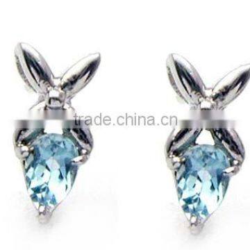 925 Sterling Silver Blue Topaz Earring