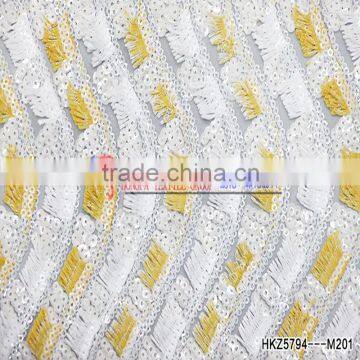 Hot Selling Item Sequins Embroidery Sequins Fabric Polyester Mesh For Clothing / Shoes