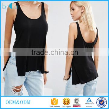 Latest design fashion women clothes side split tops alibaba wholesale tank top