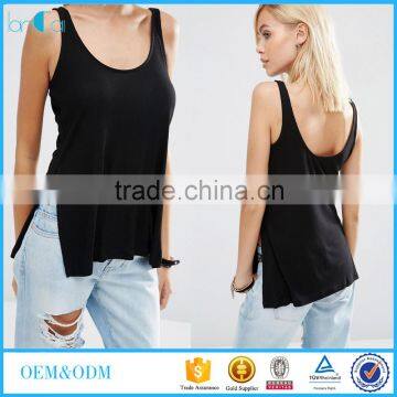 Latest Design Fashion Women Clothes Side Split Tops Wholesale Tank Top