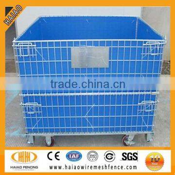 Industrial collapsible rigid wire mesh container for storage