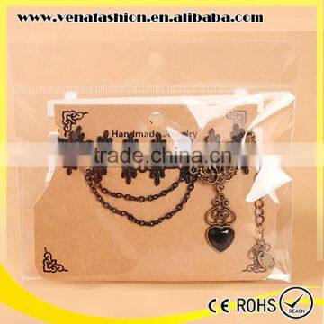 Europe Heart Black Lace Imitation Diamond Jewelry