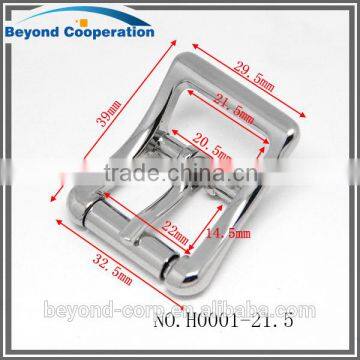 Good quality handbag buckle with roller shiny chrome finish roller buckle tri-flide buckle with roller