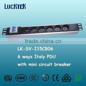 With circuit breaker 6 Ways rack Italy PDU