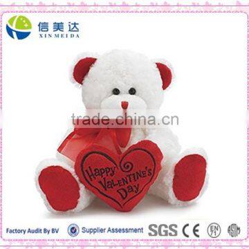 Cheap white bear with heart valentine's day gift wholesale