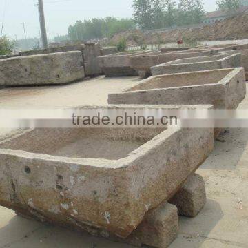 Antique granite stone trough for flower pot