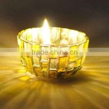 Round Bottom glass mosaic candle holder