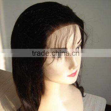 #1b jet black China supplier new premium swiss lace made in China Brazilian human hair full lace wigs for black women