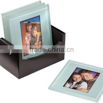 Novel tempered glass coaster with smart photos