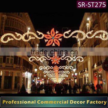 Customize commercial LED street decoration with flower decoration for Christmas day