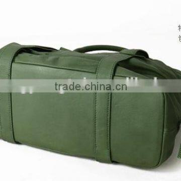 Green Genuine Leather Handle Bag Travel Kit Bag Customised Women Tote Bag photo-6