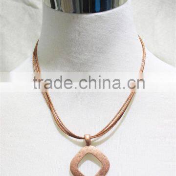 Antiqued Copper Square Vintage Style Necklace Brown String Necklace Pendant Neckalce 2016 Fashion Style Wholesale