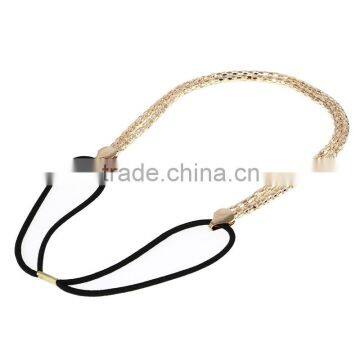 Wholesale Double Metal Chain Charm Hair Bands Jewelry Gold Plated Metal Mesh Hair Bands Ropefor women Fashion Hair Accessories