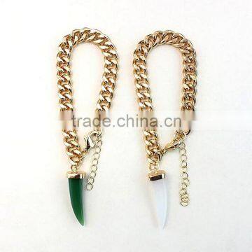 Fashion Thick Chain Link Flexible Bracelet Elephant Long Teeth Crystal Colored Crystal Quartz Bracelet