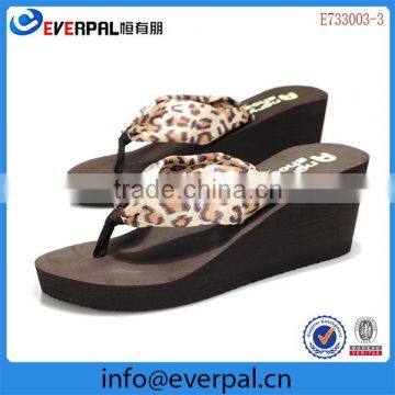 Ladies Printing Sexy Satin Strap Wedge Flip Flop Sandals photo-3