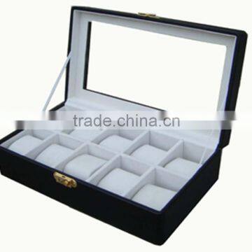 10 slots storage dispay wooden watch box with PVC window