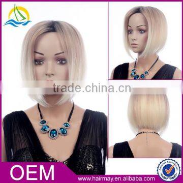 Factory price high density short style grey hair bun synthetic hair wig