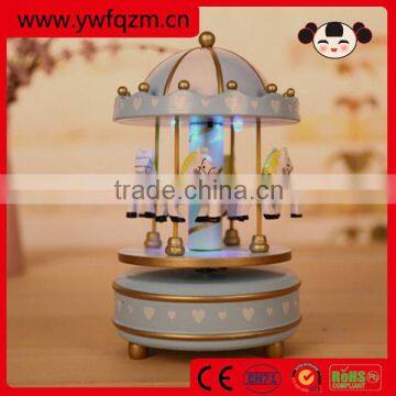 New design light carousel wooden music box