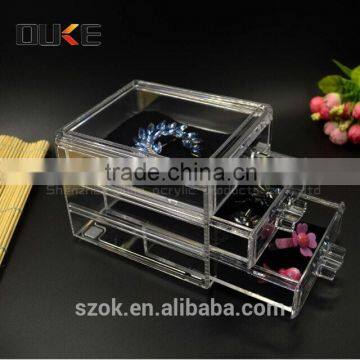 factory supply clear 3 tier acrylic makeup organizer drawers